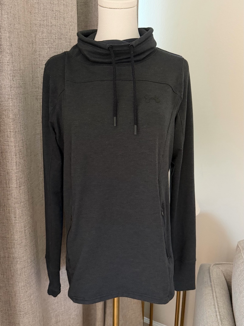 Under Armour Black Drawstring Funnel Neck Sweatshirt